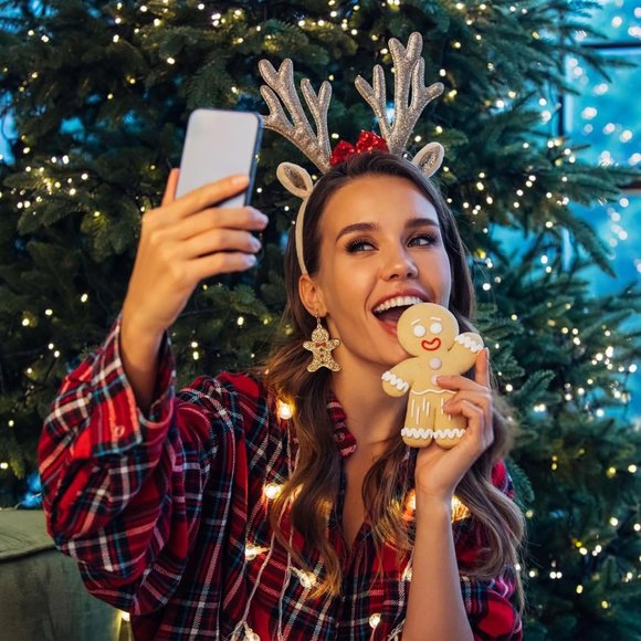 Gingerbread man garland deer colorful light bulbs Earrings Christmas Decoration - Picture 2 of 8